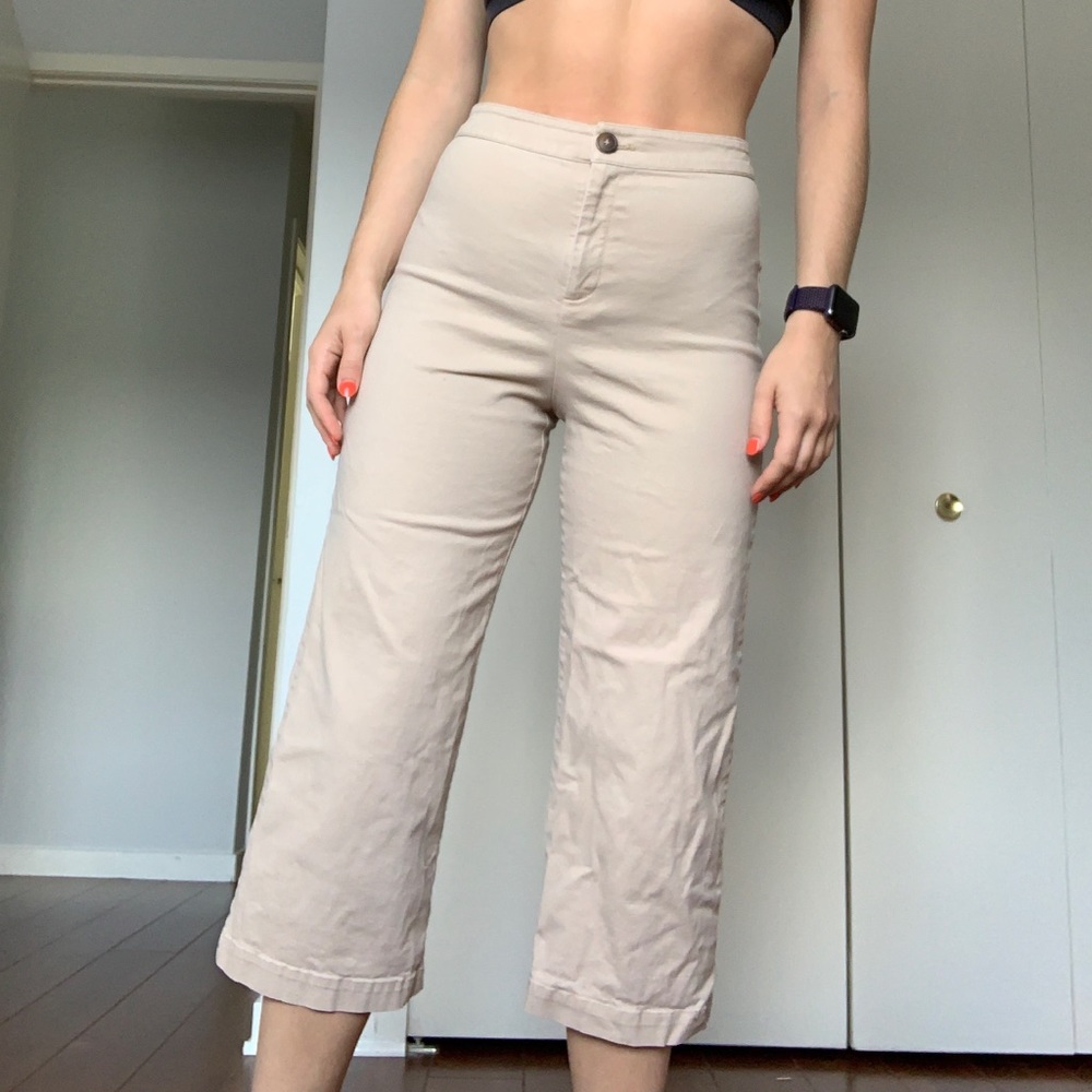 Wide Leg High-Waisted Khaki Pants Forever 21 S